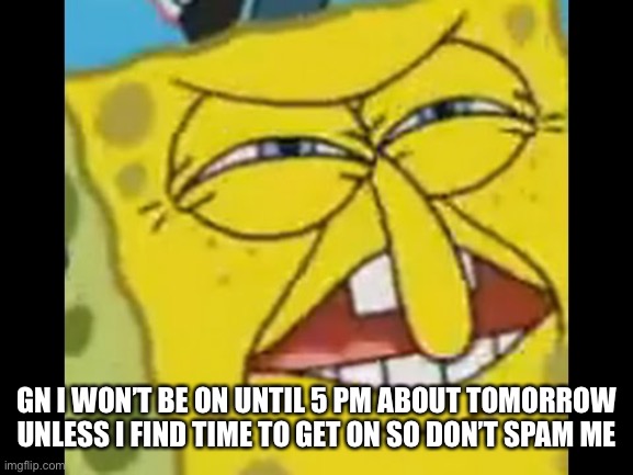 spongebob who put you on the planet | GN I WON’T BE ON UNTIL 5 PM ABOUT TOMORROW UNLESS I FIND TIME TO GET ON SO DON’T SPAM ME | image tagged in spongebob who put you on the planet | made w/ Imgflip meme maker
