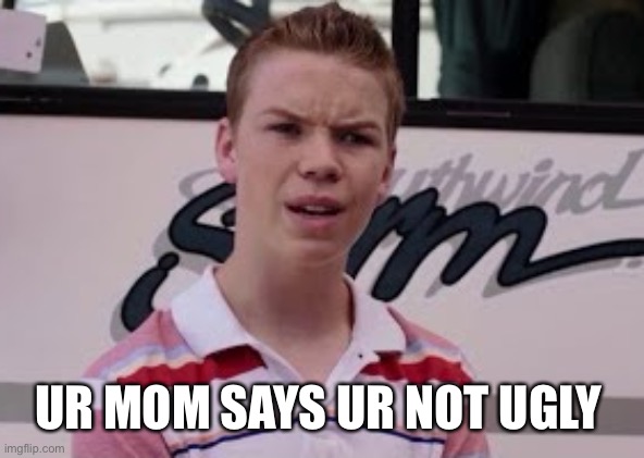 Youre getting paid | UR MOM SAYS UR NOT UGLY | image tagged in youre getting paid | made w/ Imgflip meme maker