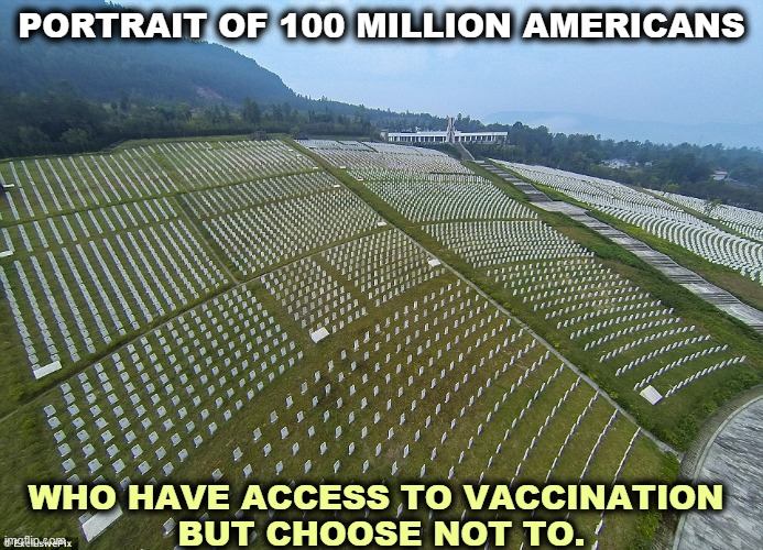 A lot of people are getting nasty surprises these days. | PORTRAIT OF 100 MILLION AMERICANS; WHO HAVE ACCESS TO VACCINATION 
BUT CHOOSE NOT TO. | image tagged in pandemic,covid-19,vaccine,anti vax | made w/ Imgflip meme maker