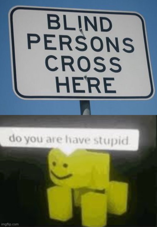 blind people can’t read that, dummies!!! | image tagged in do you are have stupid,stupid signs,stupid,funny signs,you had one job just the one | made w/ Imgflip meme maker