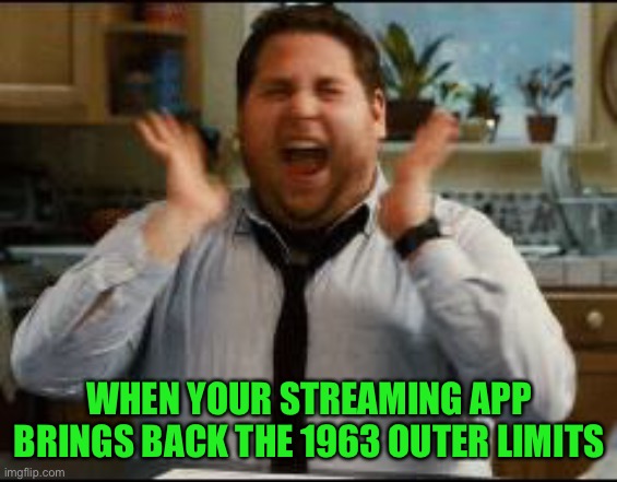 Was almost in season two before it got pulled, I know what I’m going to binge watch | WHEN YOUR STREAMING APP BRINGS BACK THE 1963 OUTER LIMITS | image tagged in excited | made w/ Imgflip meme maker