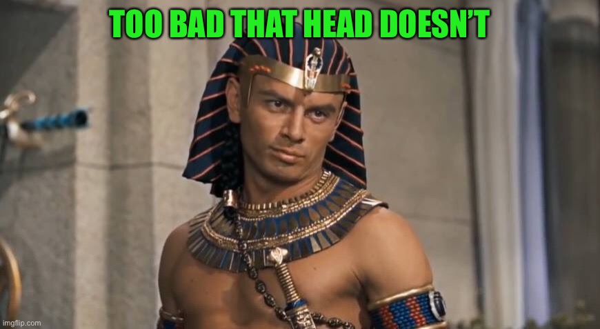 Rameses | TOO BAD THAT HEAD DOESN’T | image tagged in rameses | made w/ Imgflip meme maker