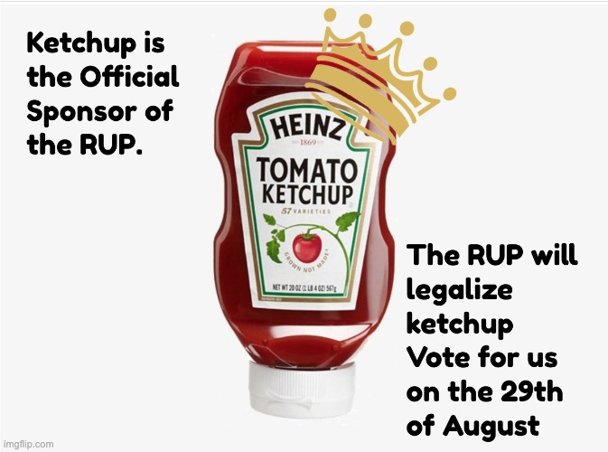Vote RUP! Ketchup is the best condiment! | image tagged in ketchup | made w/ Imgflip meme maker