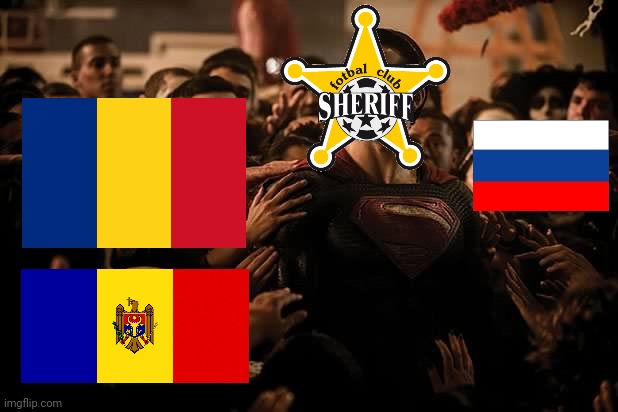 Can Bessarabian Champions Sheriff pass through Zagreb and go to the UCL group stage? | image tagged in superman praised,sheriff,moldova,champions league | made w/ Imgflip meme maker