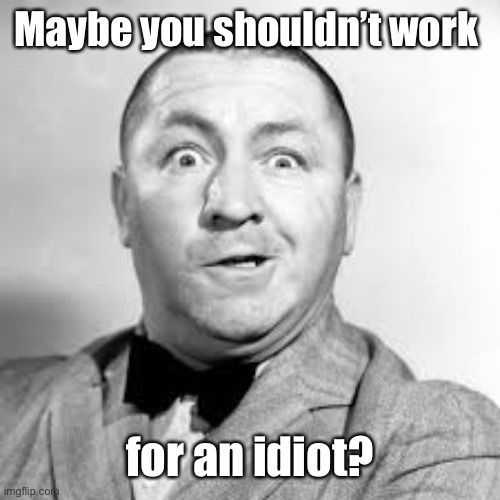 curly three stooges | Maybe you shouldn’t work for an idiot? | image tagged in curly three stooges | made w/ Imgflip meme maker