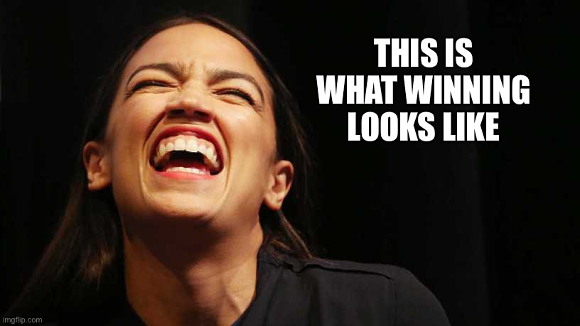 Aoc laugh | THIS IS 
WHAT WINNING 
LOOKS LIKE | image tagged in aoc laugh | made w/ Imgflip meme maker