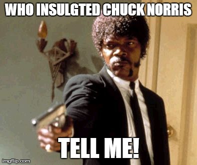 Say That Again I Dare You Meme | WHO INSULGTED CHUCK NORRIS TELL ME! | image tagged in memes,say that again i dare you | made w/ Imgflip meme maker
