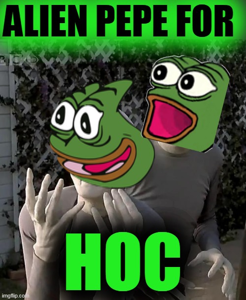 Aliens | ALIEN PEPE FOR HOC | image tagged in aliens | made w/ Imgflip meme maker