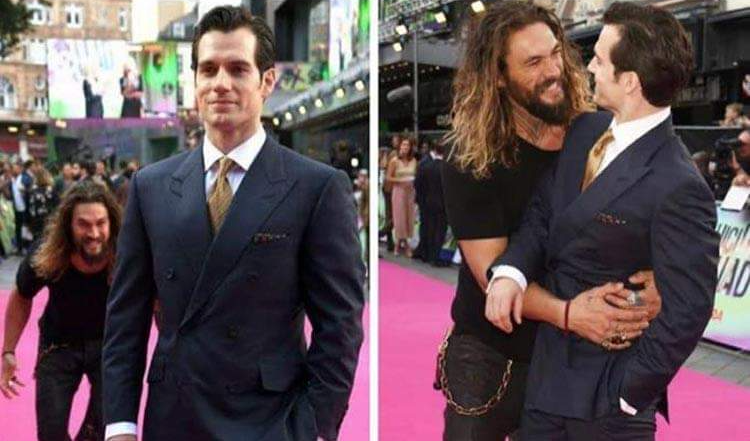 Jason mamoa hugs Henry Cavill Blank Meme Template