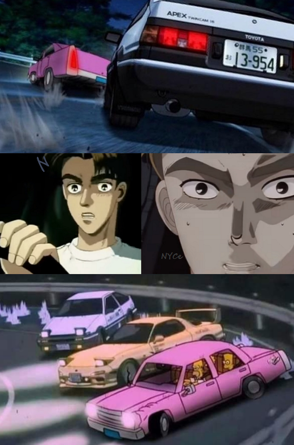 High Quality The Simpsons vs. Initial D Blank Meme Template