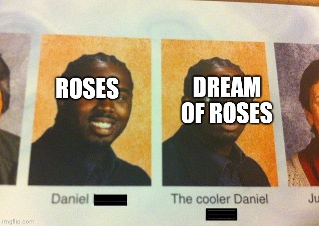 The Cooler Daniel | ROSES DREAM OF ROSES | image tagged in the cooler daniel | made w/ Imgflip meme maker