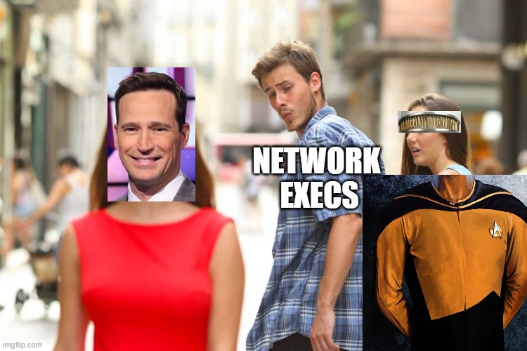 Jeopardy Host | NETWORK 
EXECS | image tagged in memes,distracted boyfriend | made w/ Imgflip meme maker