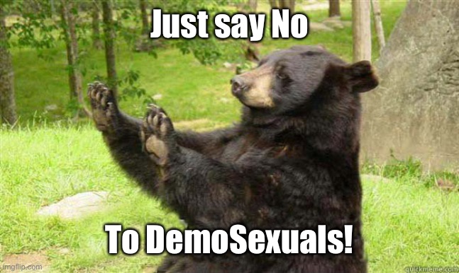 The perverted left & their ever crazier moral decline |  Just say No; To DemoSexuals! | image tagged in how about no bear,democrats,perverts,cuomo,biden | made w/ Imgflip meme maker