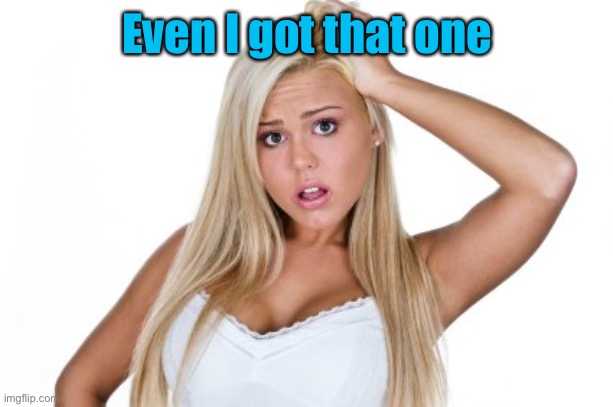 Dumb Blonde | Even I got that one | image tagged in dumb blonde | made w/ Imgflip meme maker