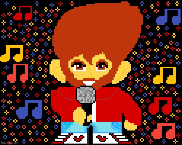 Made-up pixel artwork of Sam on the mic | image tagged in drawings,drawing,artwork,art,microphone,sam | made w/ Imgflip meme maker