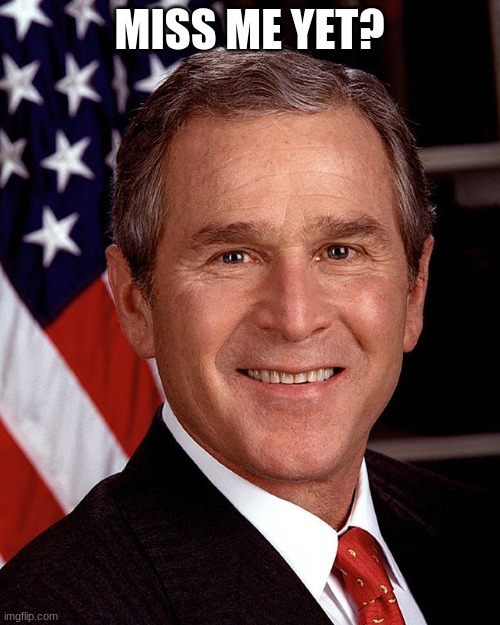 George W Bush | MISS ME YET? | image tagged in george w bush | made w/ Imgflip meme maker