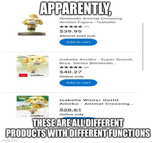 Wtf walmart | APPARENTLY, THESE ARE ALL DIFFERENT PRODUCTS WITH DIFFERENT FUNCTIONS | image tagged in blank white template | made w/ Imgflip meme maker