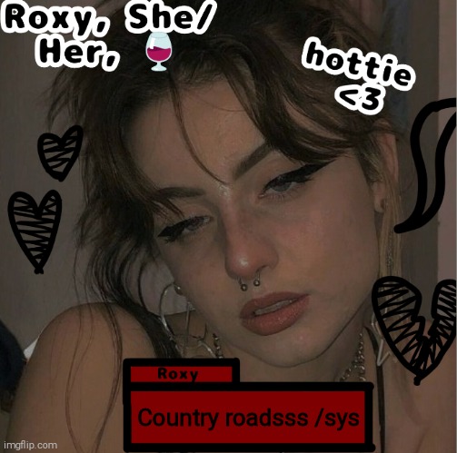Roxy | Country roadsss /sys | image tagged in roxy | made w/ Imgflip meme maker