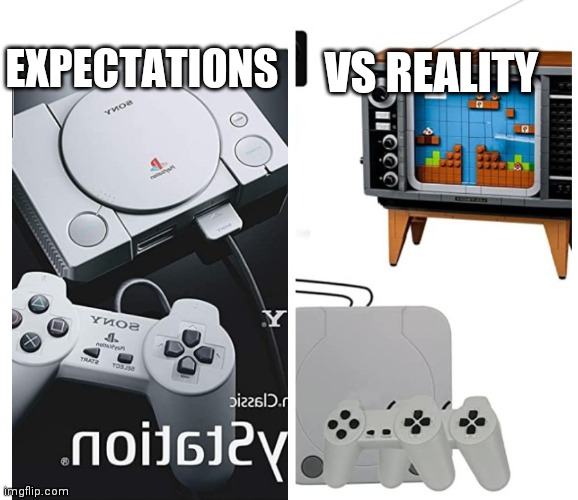 Why Lego nes TV though | VS REALITY; EXPECTATIONS | image tagged in video games | made w/ Imgflip meme maker