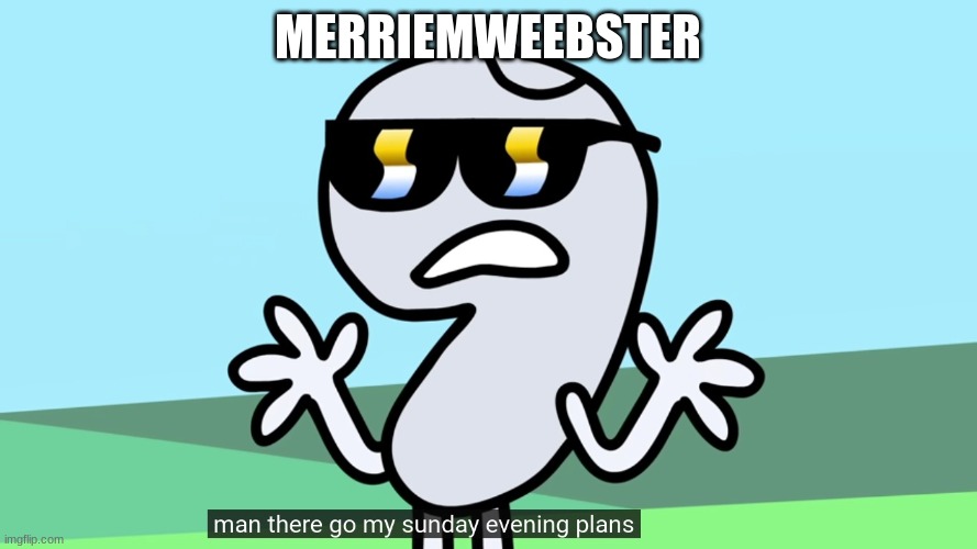 man there go my sunday evening plans | MERRIEMWEEBSTER | image tagged in man there go my sunday evening plans | made w/ Imgflip meme maker