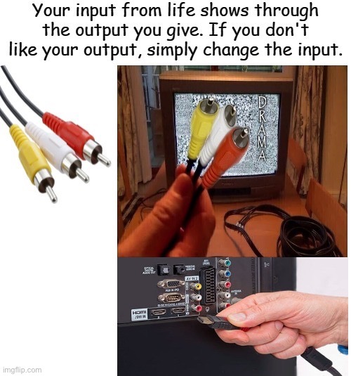 Output = input | image tagged in input in life reflects the output in life,input,life,you get what you fucking deserve | made w/ Imgflip meme maker