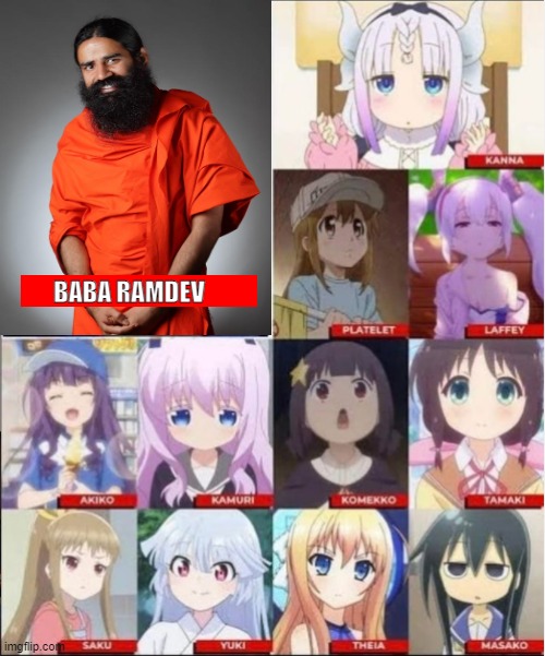 Indian voice actor | BABA RAMDEV | image tagged in anime,indian,loli | made w/ Imgflip meme maker