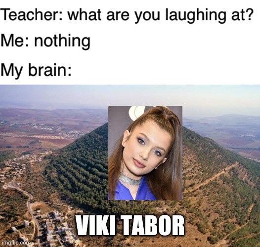 Ah yes, the English counterpart of Górze Gabor | VIKI TABOR | image tagged in memes,teacher what are you laughing at,israel,mountain,polish,singer | made w/ Imgflip meme maker