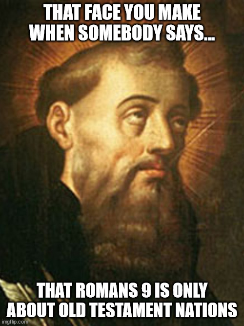 Somebody sent me a YouTube video that said this. | THAT FACE YOU MAKE WHEN SOMEBODY SAYS... THAT ROMANS 9 IS ONLY ABOUT OLD TESTAMENT NATIONS | image tagged in saint augustine of hippo eyeroll | made w/ Imgflip meme maker