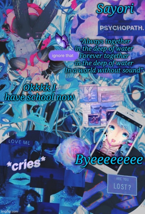 Mikuuuuuuuu Hatsuneeeeeeeee | Okkkk I have school now; Byeeeeeeee | image tagged in mikuuuuuuuu hatsuneeeeeeeee | made w/ Imgflip meme maker