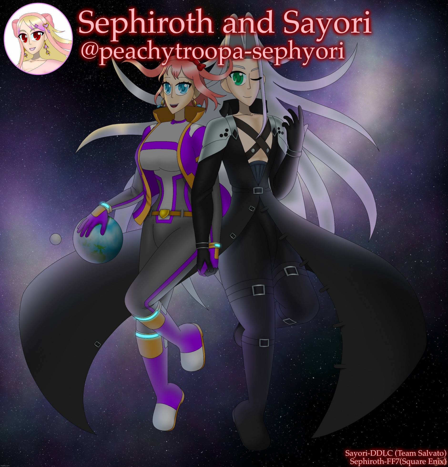 High Quality Sayori and Sephiroth Blank Meme Template