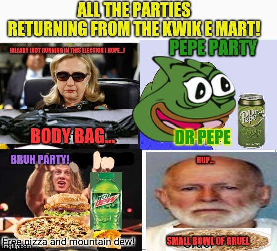 Everyone goes to the Kwik e mart! | image tagged in imgflip,president,stream,kwik e mart,vote,pepe | made w/ Imgflip meme maker