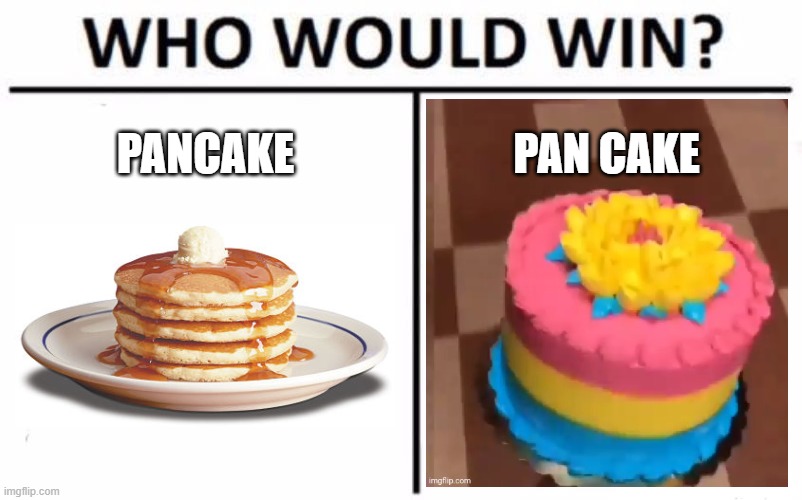 Who Would Win? Meme | PANCAKE PAN CAKE | image tagged in memes,who would win | made w/ Imgflip meme maker