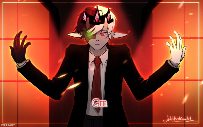 Gm | image tagged in possessed ranboo announcement template | made w/ Imgflip meme maker