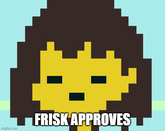 Frisk's face | FRISK APPROVES | image tagged in frisk's face | made w/ Imgflip meme maker
