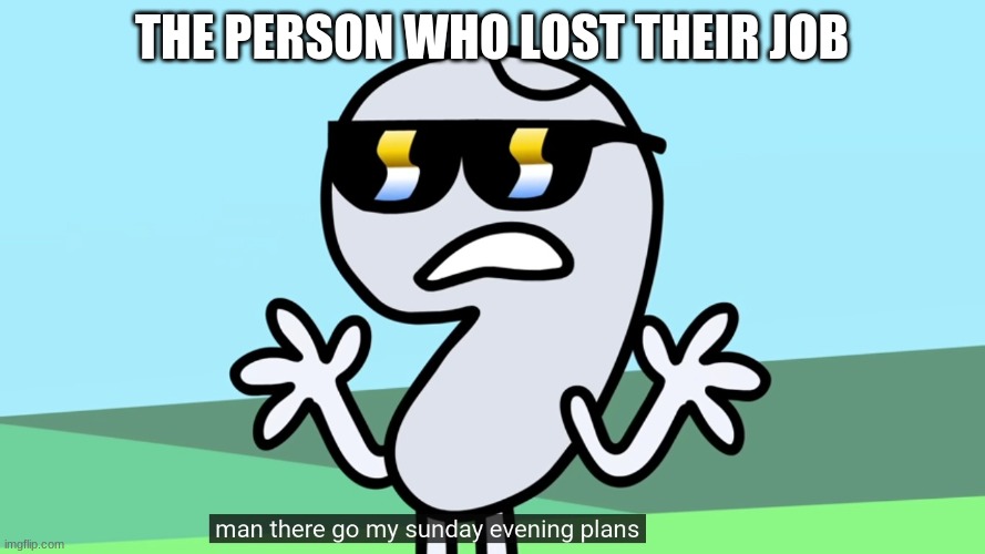 man there go my sunday evening plans | THE PERSON WHO LOST THEIR JOB | image tagged in man there go my sunday evening plans | made w/ Imgflip meme maker