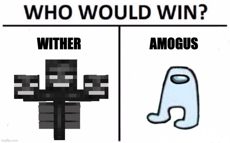Who Would Win? Meme | WITHER; AMOGUS | image tagged in memes,who would win | made w/ Imgflip meme maker