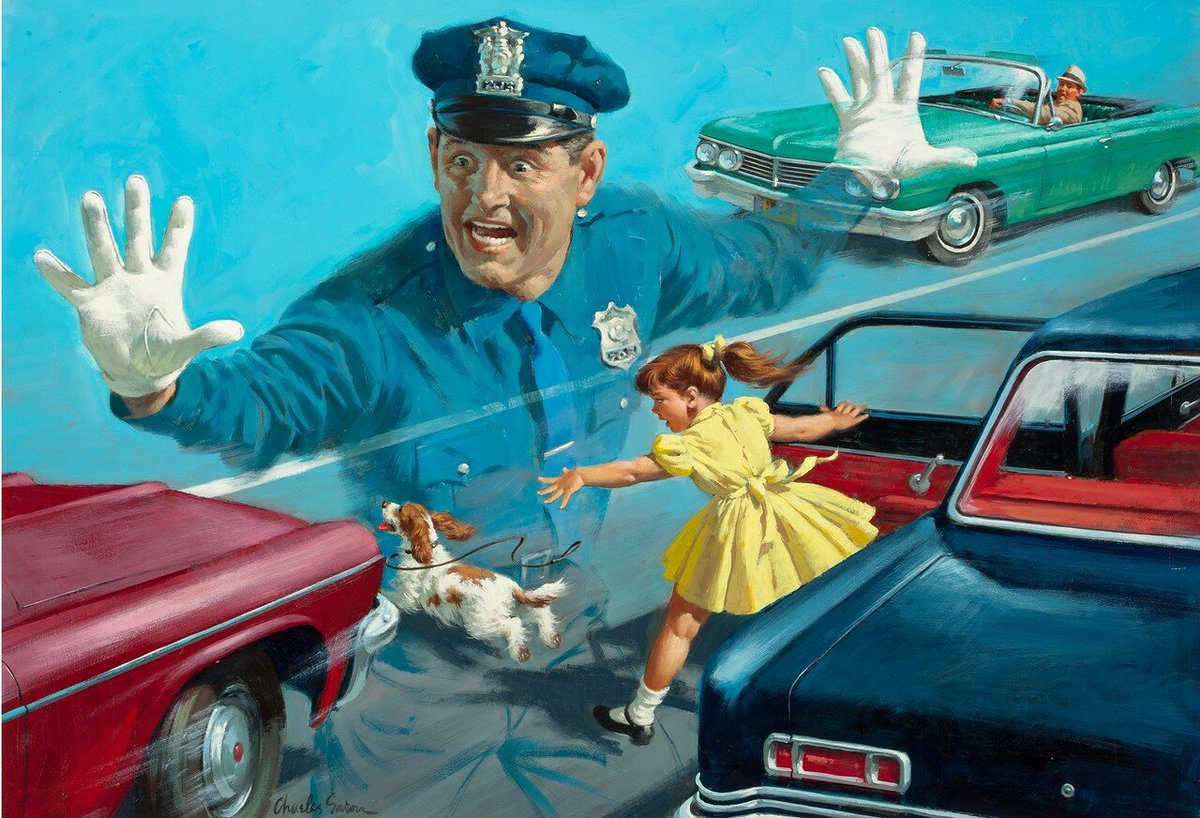 Police stops cars dog and girl Blank Meme Template