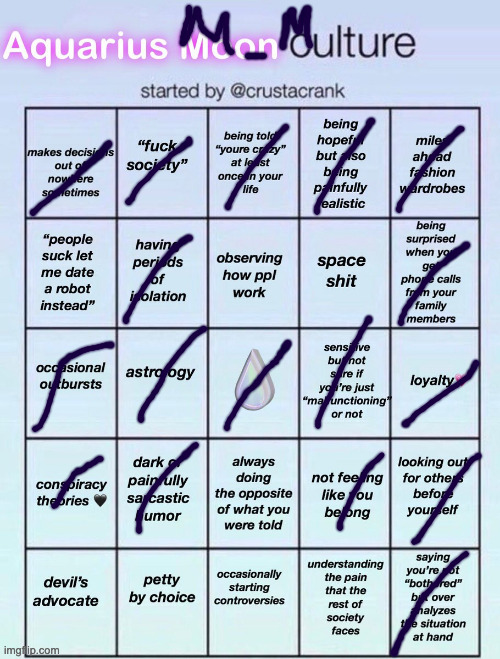 every rime you use it sign it | image tagged in aquarius bingo | made w/ Imgflip meme maker