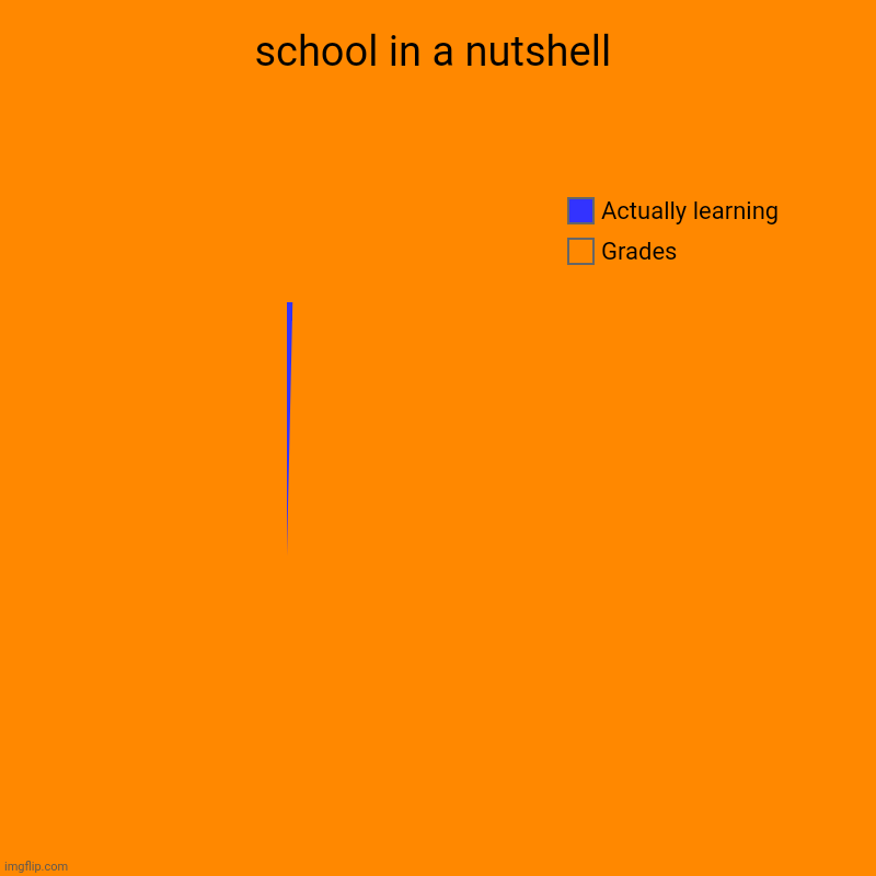 School in a nutshell lol | school in a nutshell | Grades, Actually learning | image tagged in charts,pie charts | made w/ Imgflip chart maker