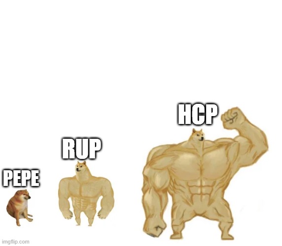 cheems, buff doge, ultra doge | RUP; HCP; PEPE | image tagged in cheems buff doge ultra doge | made w/ Imgflip meme maker