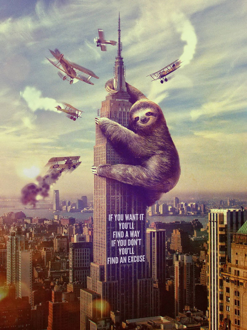 Sloth King Kong Blank Meme Template