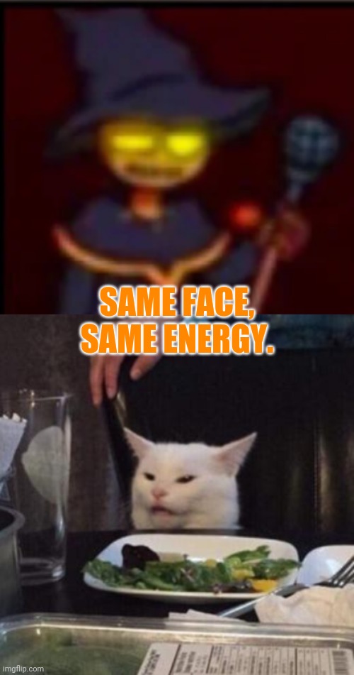 Zardy vs. cat | SAME FACE, SAME ENERGY. | image tagged in memes,woman yelling at cat | made w/ Imgflip meme maker