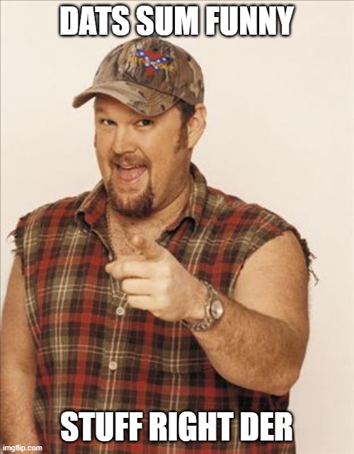 Larry The Cable Guy | DATS SUM FUNNY STUFF RIGHT DER | image tagged in larry the cable guy | made w/ Imgflip meme maker