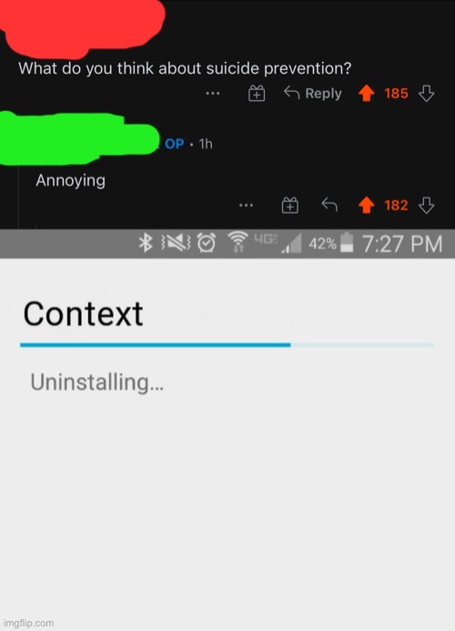 You’ll get context when you ask | image tagged in uninstalling context | made w/ Imgflip meme maker