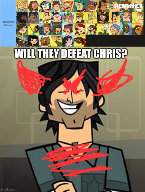 Total Drama Heroes bs Chris |  WILL THEY DEFEAT CHRIS? | image tagged in total drama | made w/ Imgflip meme maker