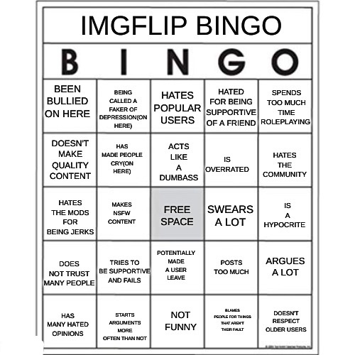 Imgflip (Spire) bingo Blank Meme Template