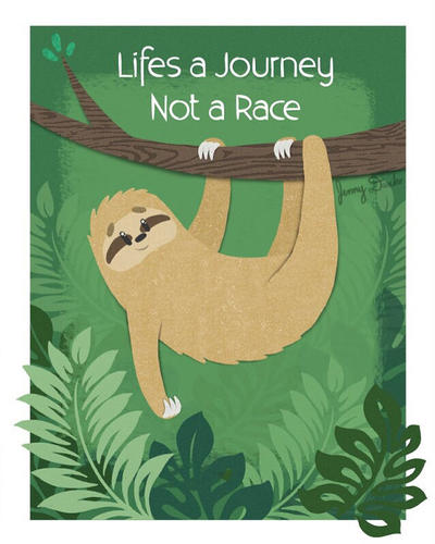 High Quality Sloth lifes a journey not a race Blank Meme Template