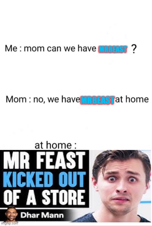 Damn | MRBEAST; MRBEAST | image tagged in can we have no we have at home at home | made w/ Imgflip meme maker