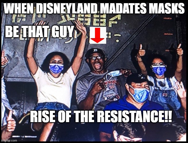  WHEN DISNEYLAND MADATES MASKS; BE THAT GUY; RISE OF THE RESISTANCE!! | made w/ Imgflip meme maker