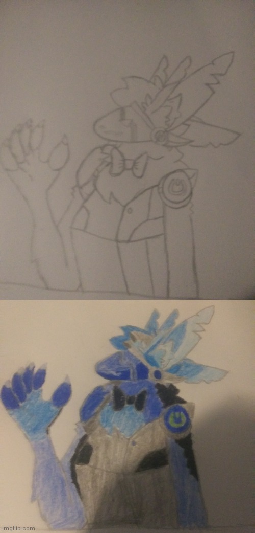 Drawn Elias the proto: with and without color | made w/ Imgflip meme maker